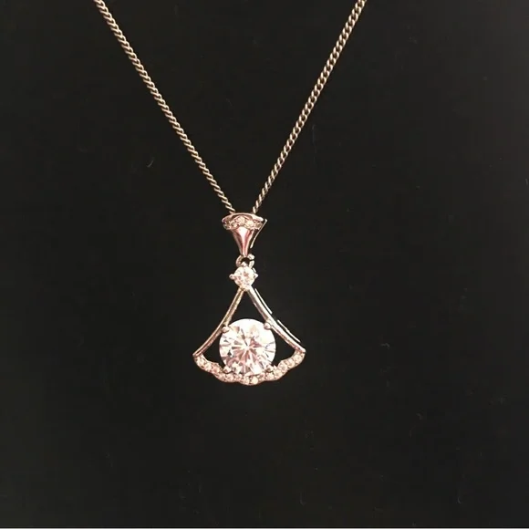 Silver Necklace With CZ’s - Picture 3 of 11